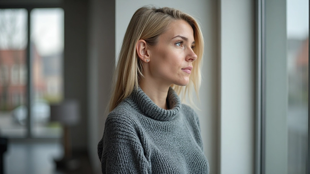 Vrouw in reflectie bij raam, denkend over verandering en persoonlijke groei, introspectie en eigenaarschap